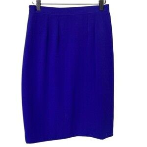 Daymor Couture Vintage Pencil Skirt Elastic Waist Pleat Front Lined Slit Vibrant